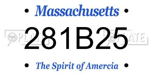281B25 Massachusetts License Plate