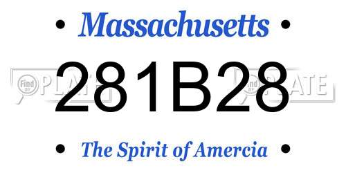 281B28 Massachusetts License Plate