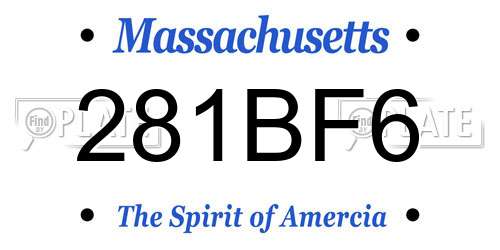 281BF6 Massachusetts License Plate
