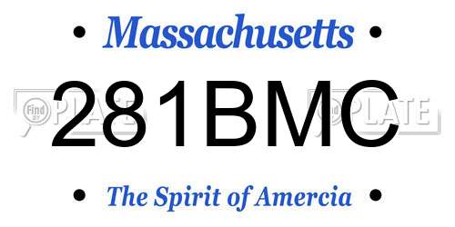 281BMC Massachusetts License Plate