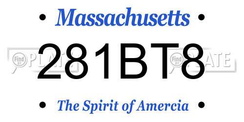 281BT8 Massachusetts License Plate