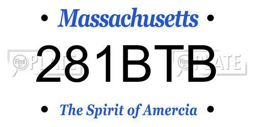 281BTB Massachusetts License Plate