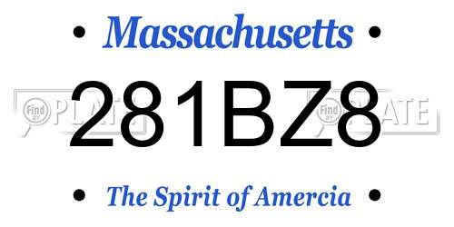 281BZ8 Massachusetts License Plate
