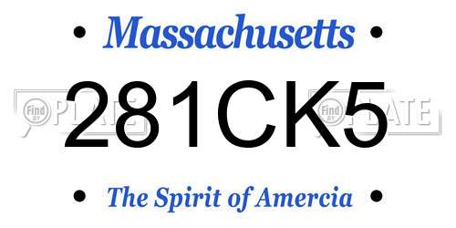 281CK5 Massachusetts License Plate