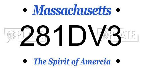 281DV3 Massachusetts License Plate