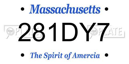 281DY7 Massachusetts License Plate