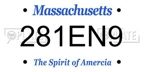 281EN9 Massachusetts License Plate