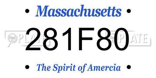 281F80 Massachusetts License Plate