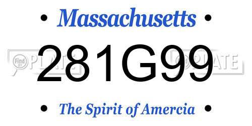 281G99 Massachusetts License Plate