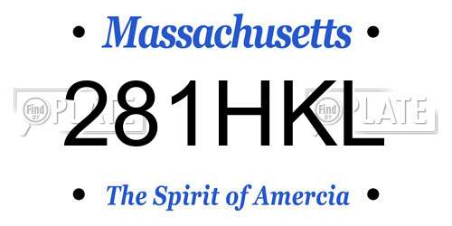 281HKL Massachusetts License Plate