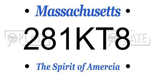 281KT8 Massachusetts License Plate