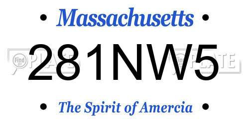 281NW5 Massachusetts License Plate