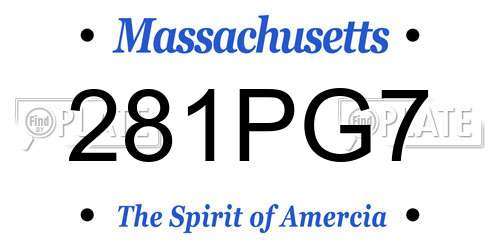 281PG7 Massachusetts License Plate