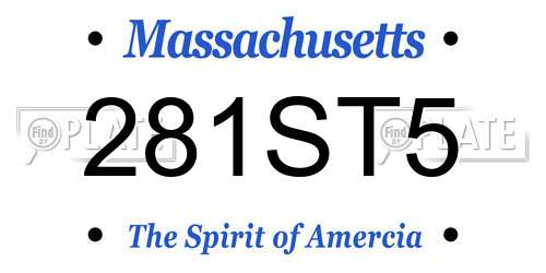 281ST5 Massachusetts License Plate