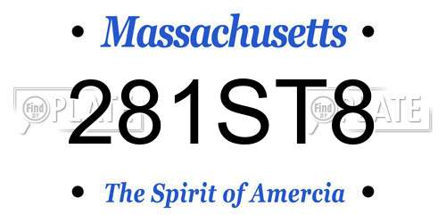 281ST8 Massachusetts License Plate