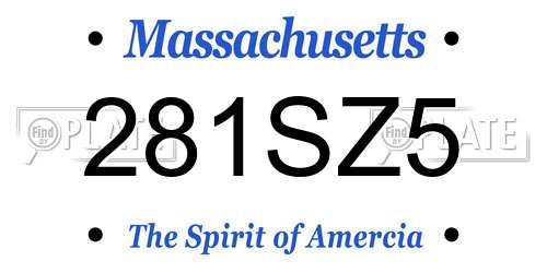 281SZ5 Massachusetts License Plate