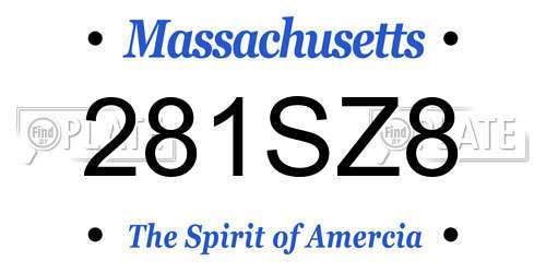 281SZ8 Massachusetts License Plate