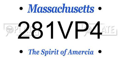 281VP4 Massachusetts License Plate