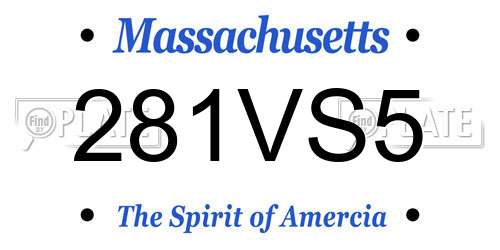 281VS5 Massachusetts License Plate