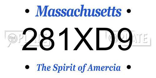 281XD9 Massachusetts License Plate