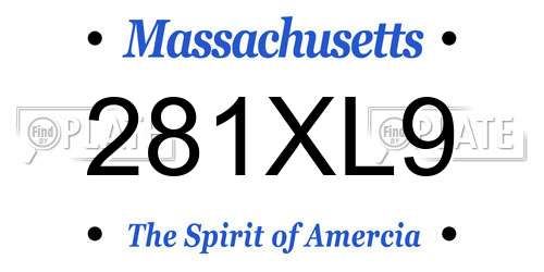 281XL9 Massachusetts License Plate
