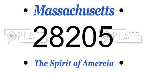 28205 Massachusetts License Plate