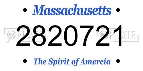 2820721 Massachusetts License Plate