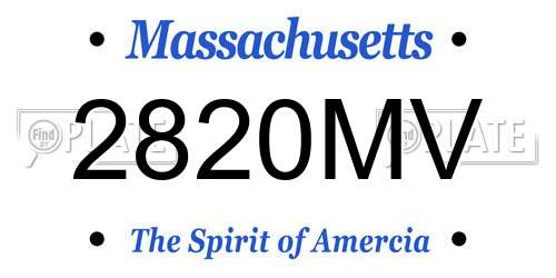 2820MV Massachusetts License Plate