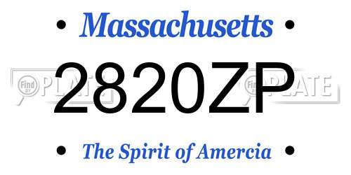 2820ZP Massachusetts License Plate
