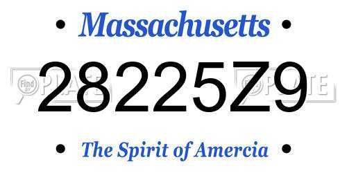 28225Z9 Massachusetts License Plate