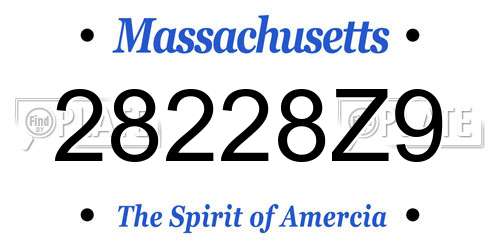 28228Z9 Massachusetts License Plate