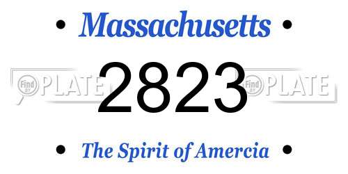 2823 Massachusetts License Plate