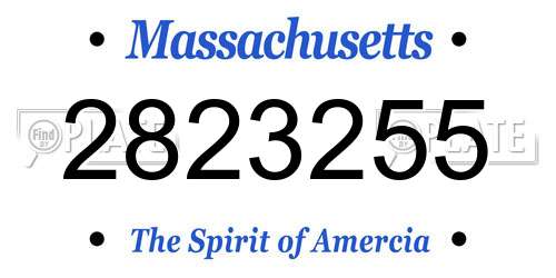 2823255 Massachusetts License Plate