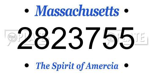 2823755 Massachusetts License Plate
