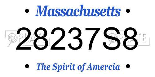 28237S8 Massachusetts License Plate