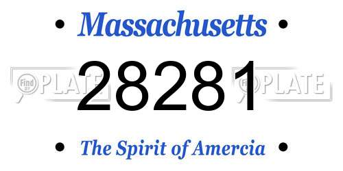 28281 Massachusetts License Plate