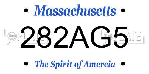 282AG5 Massachusetts License Plate