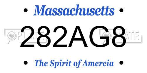 282AG8 Massachusetts License Plate