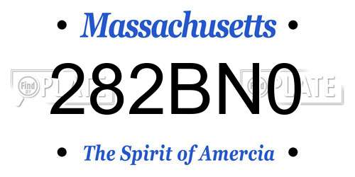 282BN0 Massachusetts License Plate