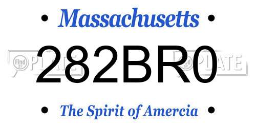 282BR0 Massachusetts License Plate