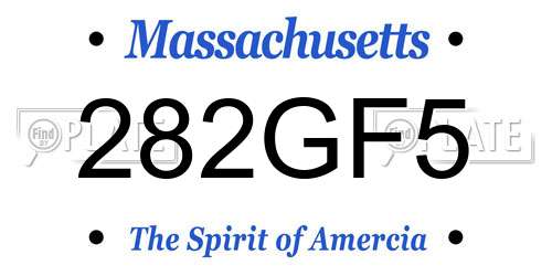 282GF5 Massachusetts License Plate