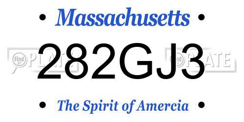 282GJ3 Massachusetts License Plate