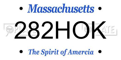 282HOK Massachusetts License Plate
