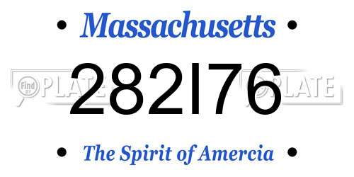 282I76 Massachusetts License Plate