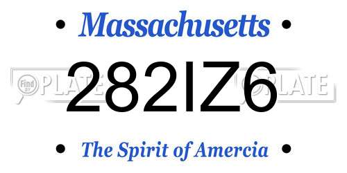 282IZ6 Massachusetts License Plate