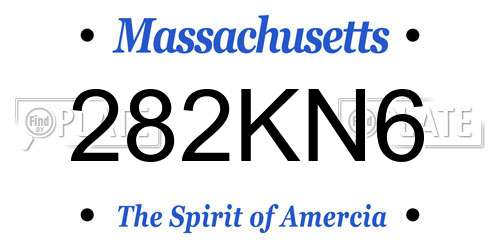 282KN6 Massachusetts License Plate