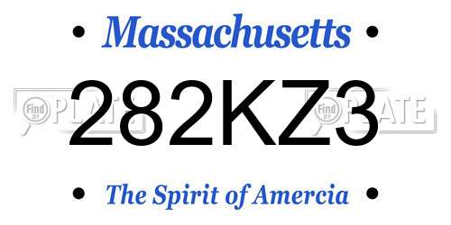 282KZ3 Massachusetts License Plate