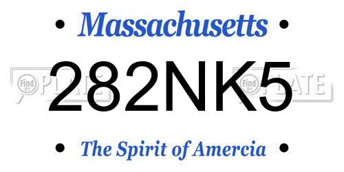 282NK5 Massachusetts License Plate