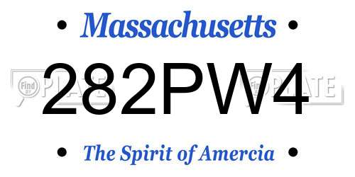 282PW4 Massachusetts License Plate