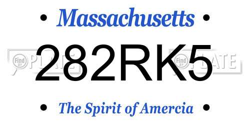 282RK5 Massachusetts License Plate